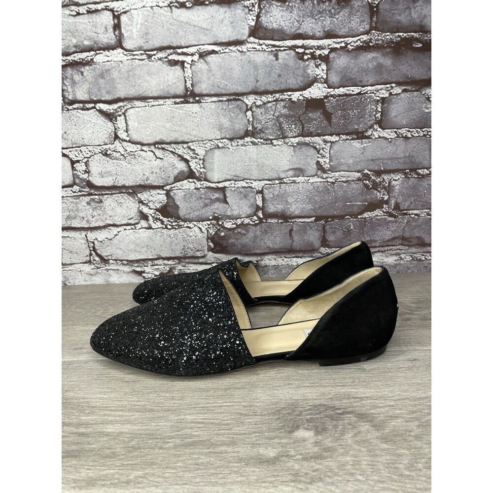 Jimmy Choo London Black Suede Leather Sparkle D’ Orsay Flats Women’s 42EU/11M US